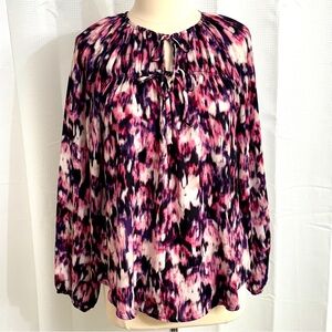 Simply Vera Vera Wang Women's Boho Blouse, Pink, Purple‎ and White, Size L